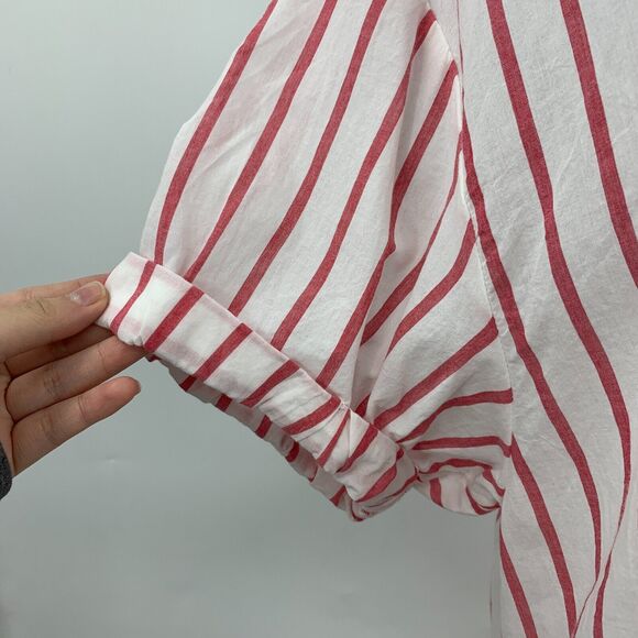 Gap Shirt Womens M Medium White Red Striped Short Sleeve Button Front Cotton - Picture 4 of 14